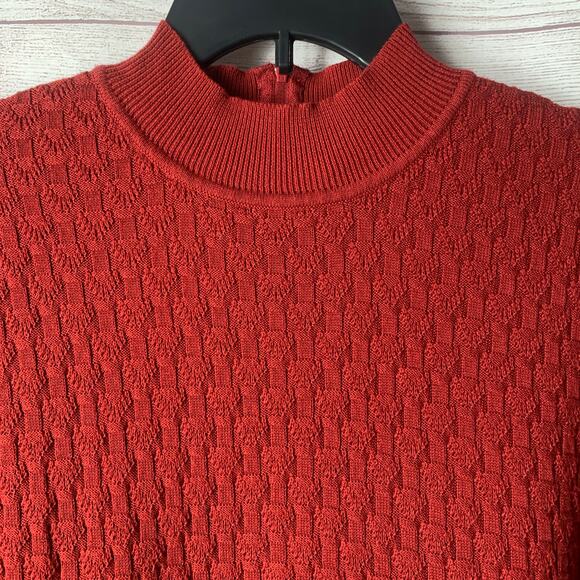 Koret Red Short Sleeve Sweater Blouse Mock Neck Partial Back Texture Front XL - Picture 12 of 15